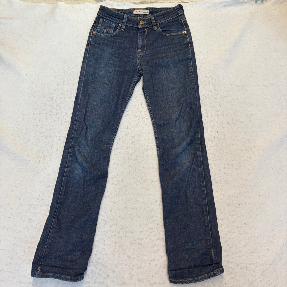 Levis 627 Straight Fit Jeans Womens 26x32 Blue Denim Mid Rise Stretch